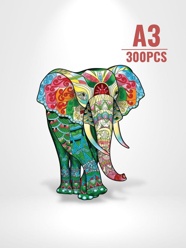 Puzzle 3D Bois Éléphant | Brainstaker™ A3 / Jaune