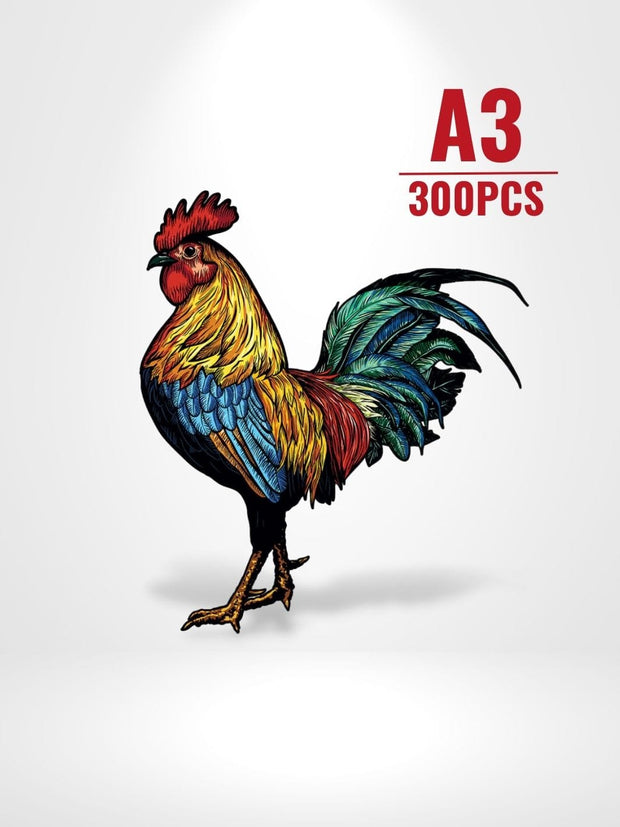 Puzzle 3D Coq En bois | Brainstaker™ A3 / Rouge