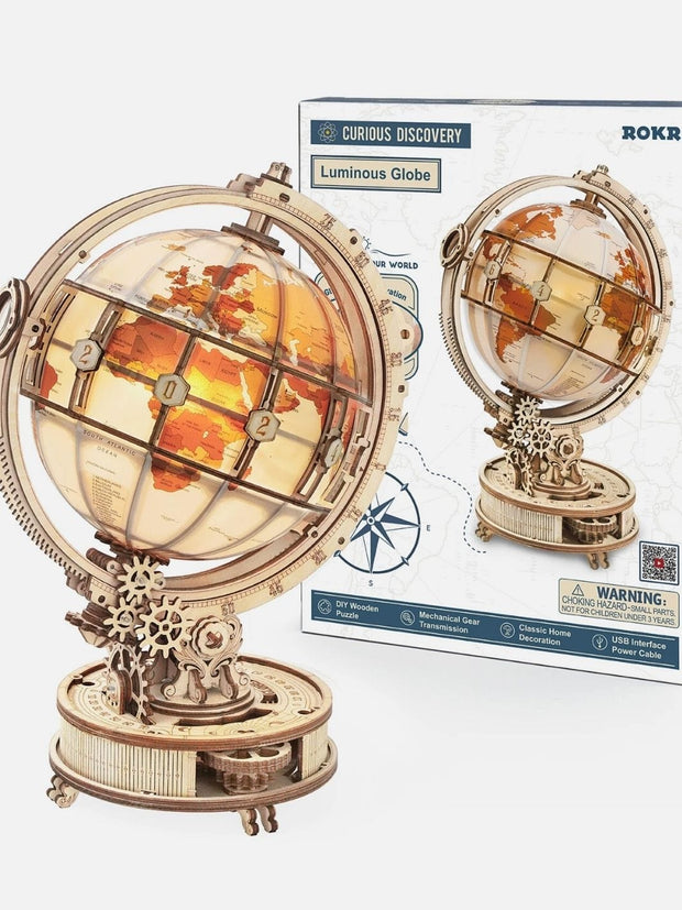 Puzzle 3D Globe lumineux | Brainstaker™ Bois