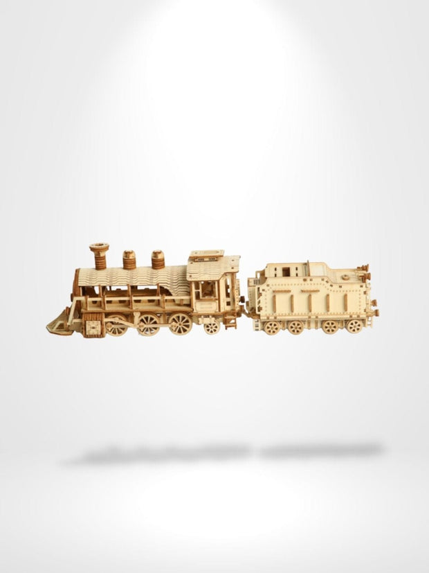 Puzzle 3D Locomotive V-Express Mécanique En Bois | Brainstaker™ Bois