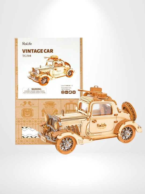 Puzzle 3D Voiture ancienne | Brainstaker™ Bois