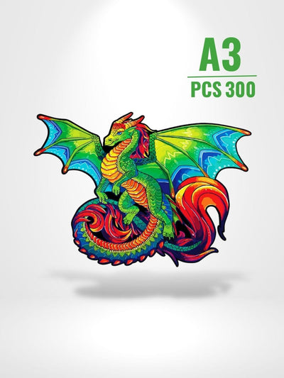 Puzzle 3D Wooden Dragon | Brainstaker™ A3 / Vert