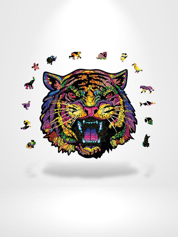 Puzzle 3D Wooden Tiger | Brainstaker™ Violet